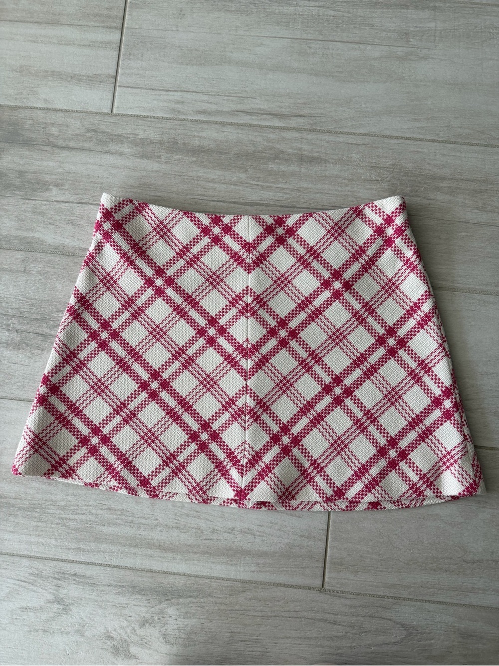 ZARA Pink & White Plaid Tweed Blazer + Matching Mini Skirt Set – Size L Like New - Picture 4 of 14